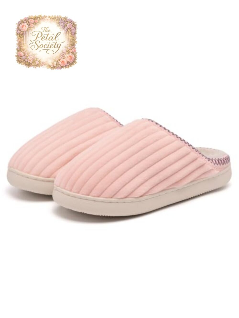 Unisex Memory Foam House Slippers Corduroy Faux Fur Lined Non-Slip Indoor
